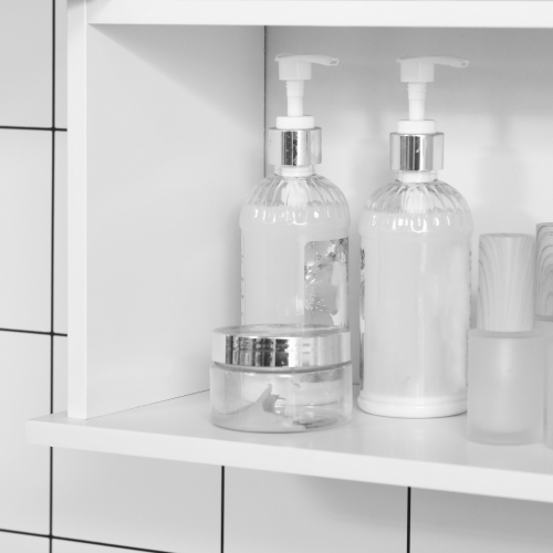 kleankin Modern Bathroom Cabinet, Wall Mounted Medicine Cabinet, Storage Organizer with 2 Door and Open Shelf, White