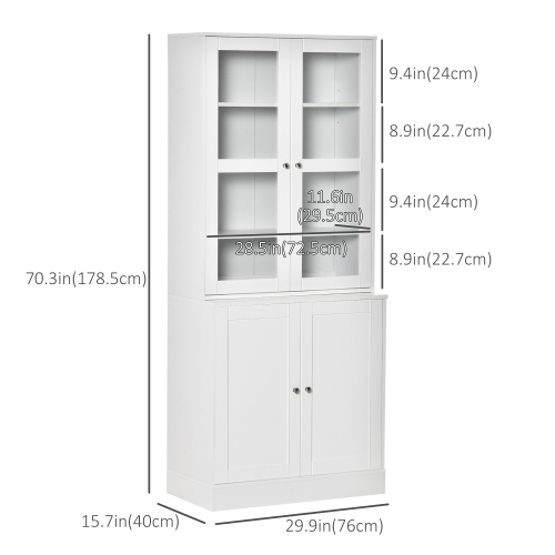 HOMCOM Bookcase Storage Cabinet with Doors, Modern Tall Bookshelf with 2 Adjustable Shelves, Display Unit for Study, Living Room, Home Office, White