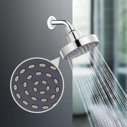 Pommeau de douche pluie de luxe rond de 10,2 cm avec pression d'eau puissante, installation facile