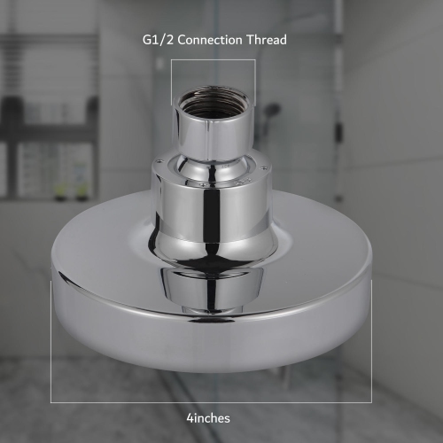 Pommeau de douche pluie de luxe rond de 10,2 cm avec pression d'eau puissante, installation facile