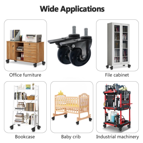 Ensemble de roulettes universelles pour chaise de bureau, ensemble de 5 avec 3 roulettes de style roller et 2 avec style de frein pour chaise de