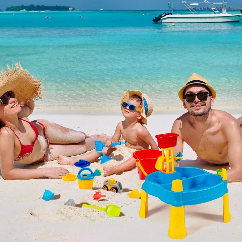 Topbuy 2-in-1 Kids Sand Water Activity Sensory Play Table w/18 PCS Accessories for Toddler