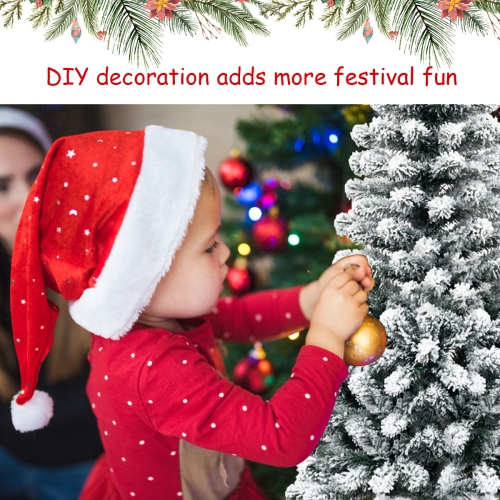 Topbuy 4.5ft /6ft/7.5ft Pencil Artificial Christmas Tree Snow Flocked Pencil Tree with Flexible Stand