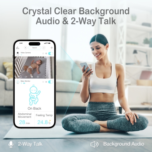 Sense-U Video Baby Monitor with Remote PTZ Camera, 2-Way Talk, Night Vision, Background Audio, Motion Detection & No Monthly Fee