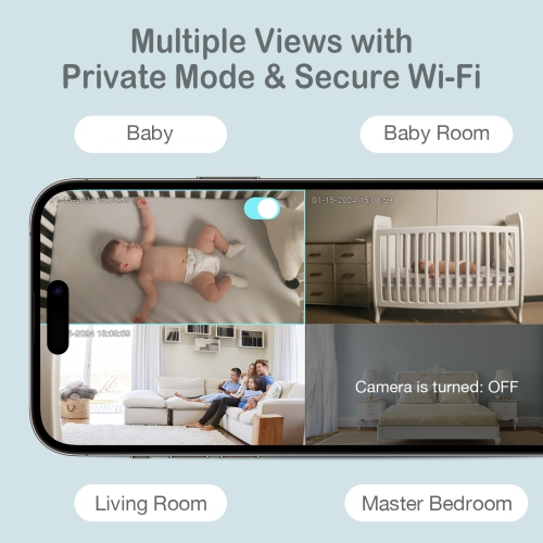 Sense-U Video Baby Monitor with Remote PTZ Camera, 2-Way Talk, Night Vision, Background Audio, Motion Detection & No Monthly Fee