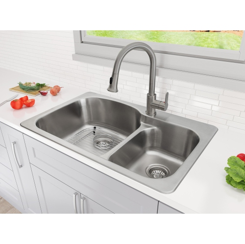 Ancona Rivella Pull-Down Single Handle Dual Spray Faucet in Brushed Nickel