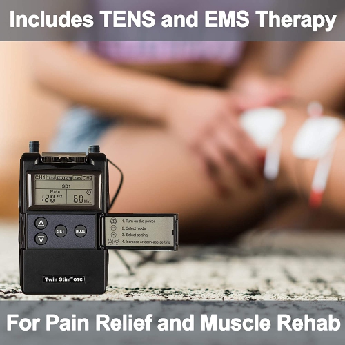 Twin Stim TENS Unit and EMS Muscle Stimulator - OTC TENS Machine for Back Pain Relief, Lower Back Pain Relief, Neck Pain, or Sciatica Pain Relief,