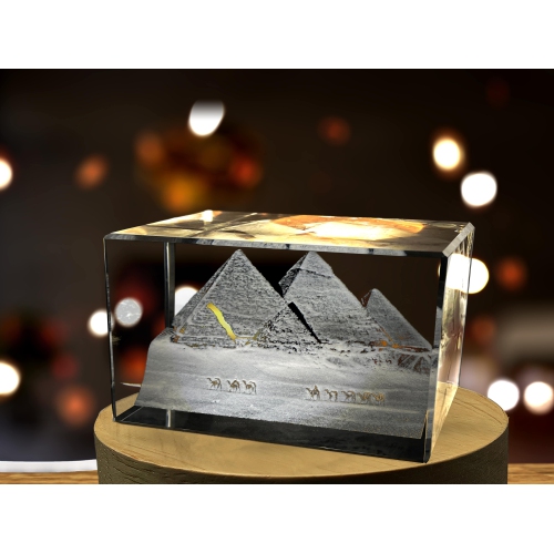 Great Pyramid of Giza 3D Engraved Crystal Keepsake Souvenir (Small