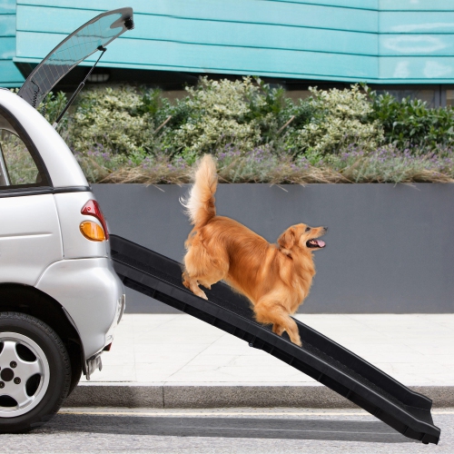 Rampe de chien de voiture pliante portable de 61 "L pour grands chiens, petits chiens âgés et animaux de compagnie dans et hors du SUV, voitures,