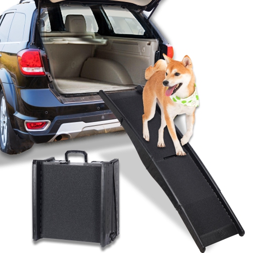 LIVINGBASICS  "portable Folding Car Dog Ramp \w Carrying Handle, for Puppies, Small Dogs, Senior Dogs, Cats, Injured Or Arthritic Pets (59.8""l X