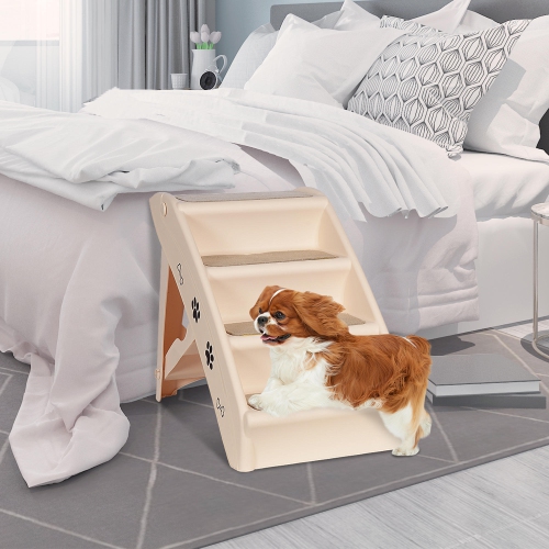 4 Steps Folding PP Plastic Pet Stairs with Non-Slip Pad for smaller pets
