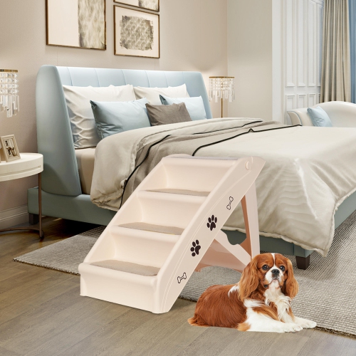 4 Steps Folding PP Plastic Pet Stairs with Non-Slip Pad for smaller pets