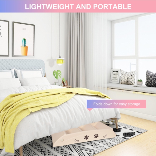 4 Steps Folding PP Plastic Pet Stairs with Non-Slip Pad for smaller pets