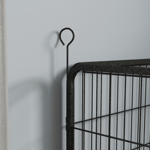 PawHut Metal Pet Playpen Puppy Dog Exercise Fence Pen with Gate Door Indoor Outdoor for Small Animal Rabbit, 32.25"x32.25"x23.5"