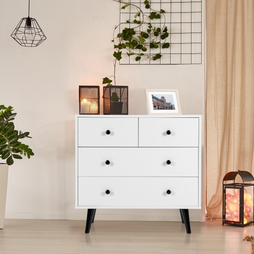 Topbuy 4-Drawer Dresser Chest of Drawers Storage Dresser for Bedroom Living room White