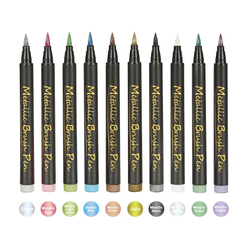 Metallic Non-toxic Outline Marker Pens, 10 Assorted Colors with Fine Point Tip for writing, doodling, and drawing,any surface
