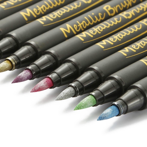 Metallic Non-toxic Outline Marker Pens, 10 Assorted Colors with Fine Point Tip for writing, doodling, and drawing,any surface