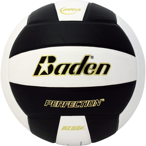 Baden PERFECTION Indoor Leather Volleyball - Official NFHS Approved Game Ball, Black/White