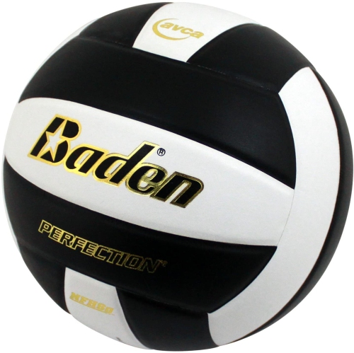 Baden PERFECTION Indoor Leather Volleyball - Official NFHS Approved Game Ball, Black/White