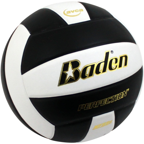 Baden PERFECTION Indoor Leather Volleyball - Official NFHS Approved Game Ball, Black/White