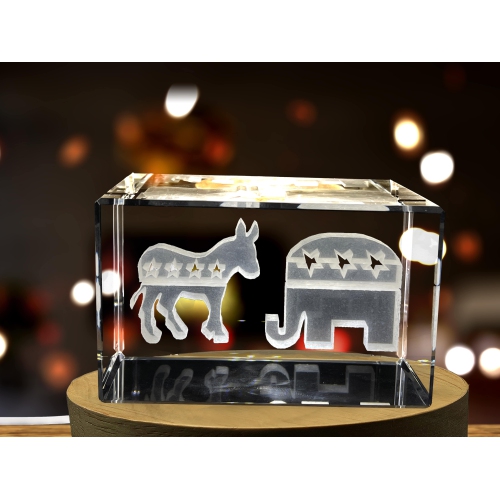Political Animals Subsurface Engraved Crystal Novelty Decor