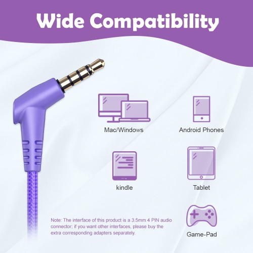 New Bee Kids Headphones with Microphone in Purple - Safe, Comfortable, and Foldable