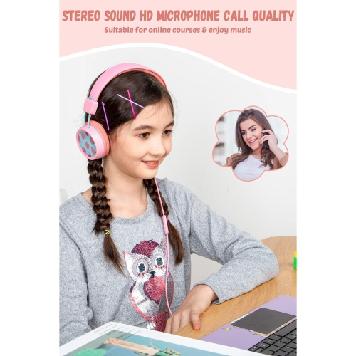 New Bee Kids Headphones with Microphone in Purple - Safe, Comfortable, and Foldable