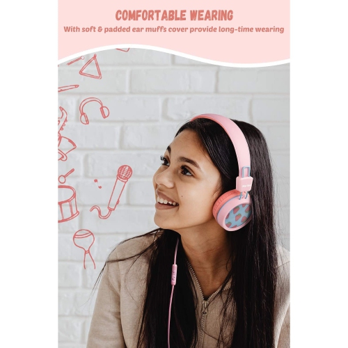 New Bee Kids Headphones with Microphone in Purple - Safe, Comfortable, and Foldable