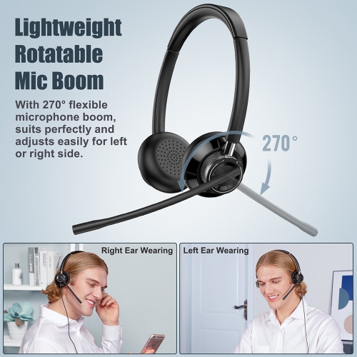 New Bee- Wired USB Headset - Ideal for Call Center, Office, and Multimedia Use