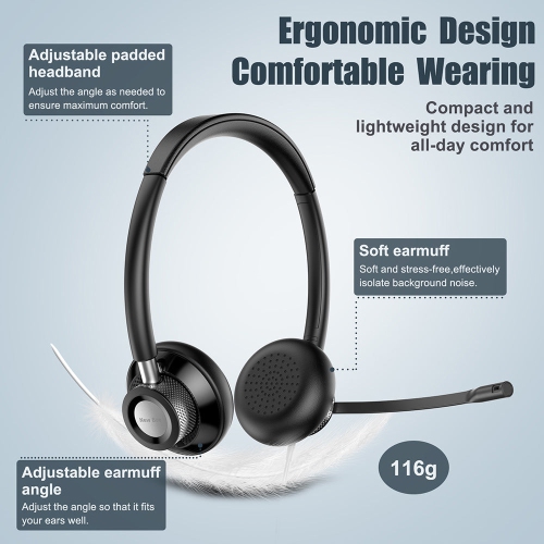 New Bee- Wired USB Headset - Ideal for Call Center, Office, and Multimedia Use