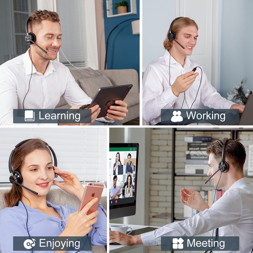 New Bee- Wired USB Headset - Ideal for Call Center, Office, and Multimedia Use