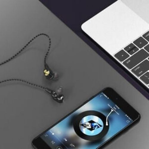 Double Unit Drive In Ear Earphone HiFi Quality Sound Headphone Earbud