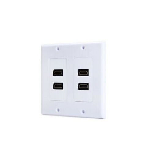 4 Port HDMI Female Wall Plate Face Panel Coupler Outlet Extender Socket