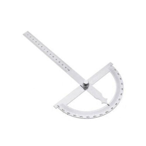 Protractor Ruler Stainless Steel Goniometer 15cm 180 Degrees Angle Adjustable