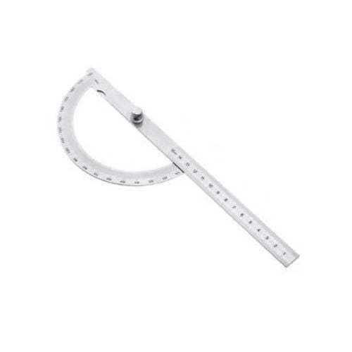 Protractor Ruler Stainless Steel Goniometer 15cm 180 Degrees Angle Adjustable