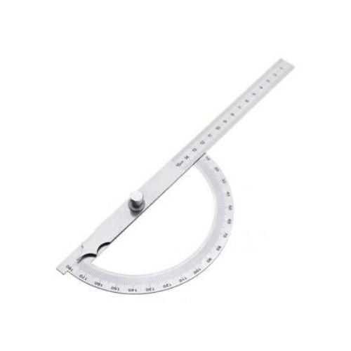 Protractor Ruler Stainless Steel Goniometer 15cm 180 Degrees Angle Adjustable