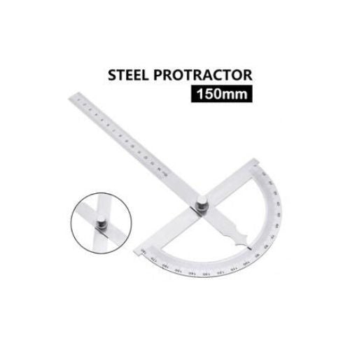 Protractor Ruler Stainless Steel Goniometer 15cm 180 Degrees Angle Adjustable