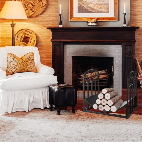 Metal Firewood Rack Holder,Fireplace Firepit and Wood Stove for Outdoor Indoor Log Storage Firewood Bin