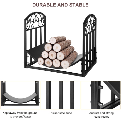 Metal Firewood Rack Holder,Fireplace Firepit and Wood Stove for Outdoor Indoor Log Storage Firewood Bin