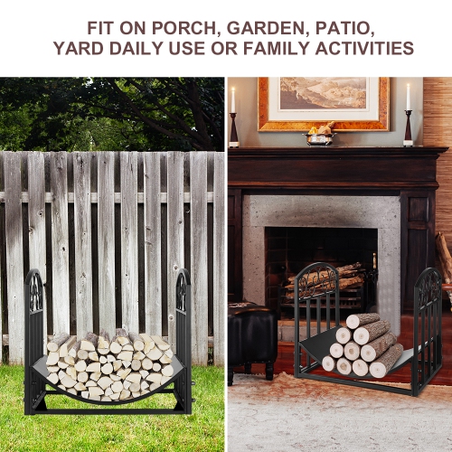 Metal Firewood Rack Holder,Fireplace Firepit and Wood Stove for Outdoor Indoor Log Storage Firewood Bin