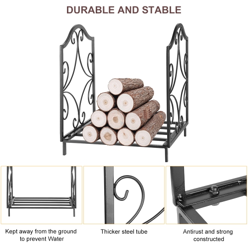 Porte-bûches pour cheminée d'intérieur et d'extérieur en fer forgé pour poêle à bois d'intérieur, support empilable pour bûches, voiture de stockage