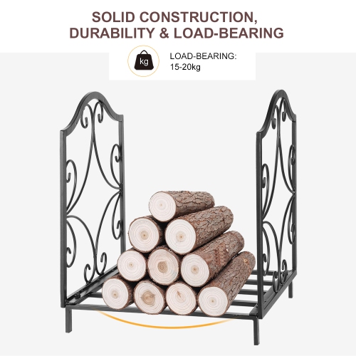 Porte-bûches pour cheminée d'intérieur et d'extérieur en fer forgé pour poêle à bois d'intérieur, support empilable pour bûches, voiture de stockage