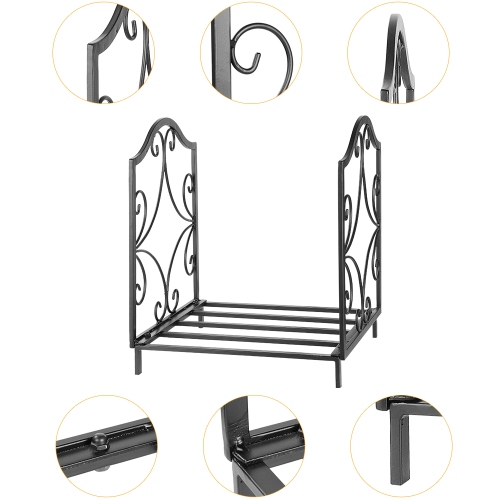 Porte-bûches pour cheminée d'intérieur et d'extérieur en fer forgé pour poêle à bois d'intérieur, support empilable pour bûches, voiture de stockage