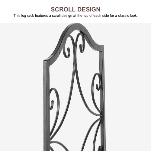 Porte-bûches pour cheminée d'intérieur et d'extérieur en fer forgé pour poêle à bois d'intérieur, support empilable pour bûches, voiture de stockage