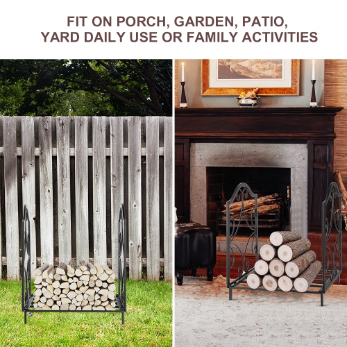 Porte-bûches pour cheminée d'intérieur et d'extérieur en fer forgé pour poêle à bois d'intérieur, support empilable pour bûches, voiture de stockage
