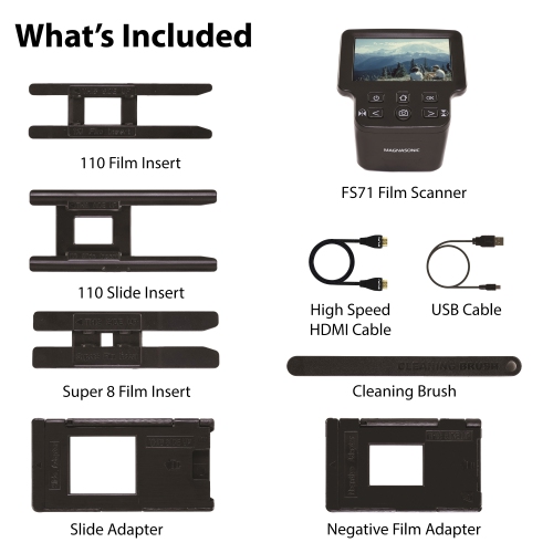 Magnasonic 24MP Large 5" Display & HDMI Film Scanner, Converts 35mm/126/110/Super 8 Film & Slides w/ HDMI Cable