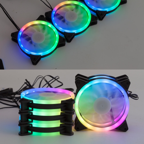 3 x Cooling Fan RGB Computer Case Cooling Fans for Gaming PC, Laptop Cooler Pad with Controller, 11-blade fan