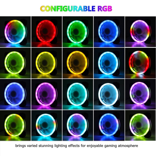 3 x Cooling Fan RGB Computer Case Cooling Fans for Gaming PC, Laptop Cooler Pad with Controller, 11-blade fan