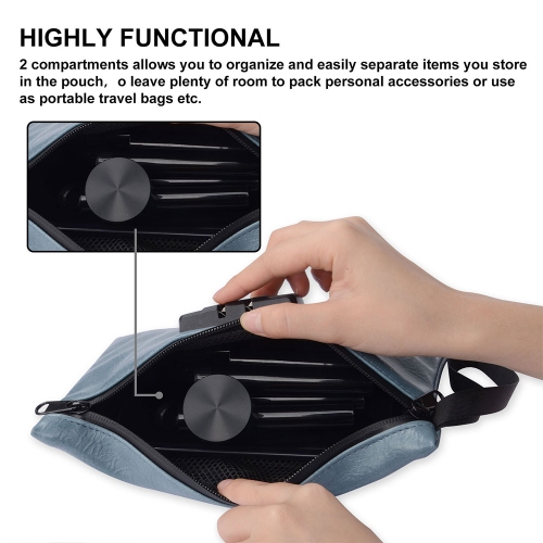 Smell Proof Bag Set, Blue Travel Storage Bag with Lock, Odor Proof Pouch Case Container with 1*Black Grinder, 4*Tube, 1*Tray