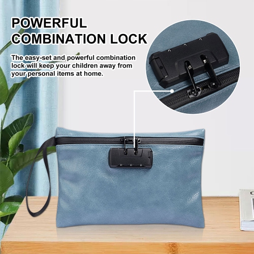 Smell Proof Bag Set, Blue Travel Storage Bag with Lock, Odor Proof Pouch Case Container with 1*Black Grinder, 4*Tube, 1*Tray